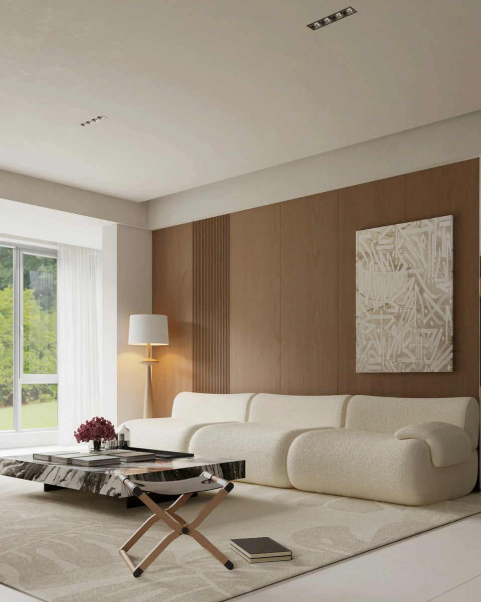 Modern Minimalist White Cotton Sofa: Creating a Cozy Living Room Desig ...