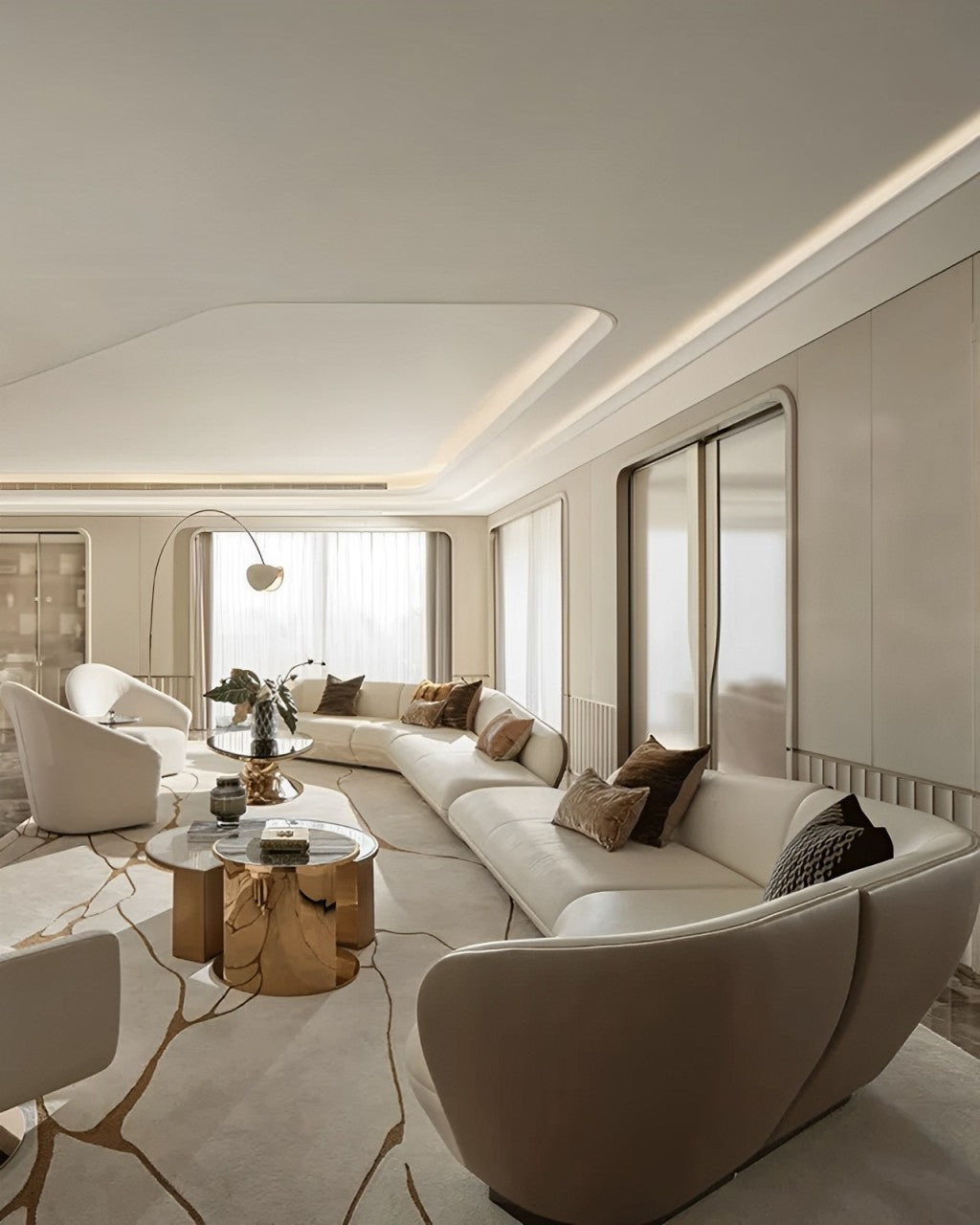 Discover Elegance: Beige Curved Sofa in Contemporary Decor