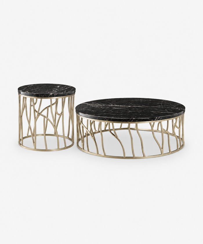 Black Gold Marble Coffee Table Set