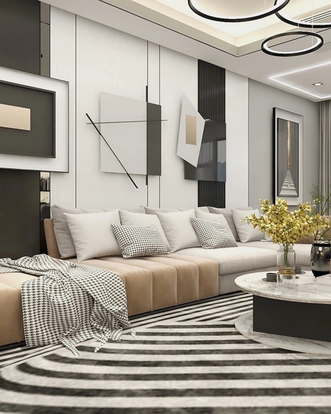 Enhance Your Living Space with Modern Elegant L-shaped Fabric Sofa