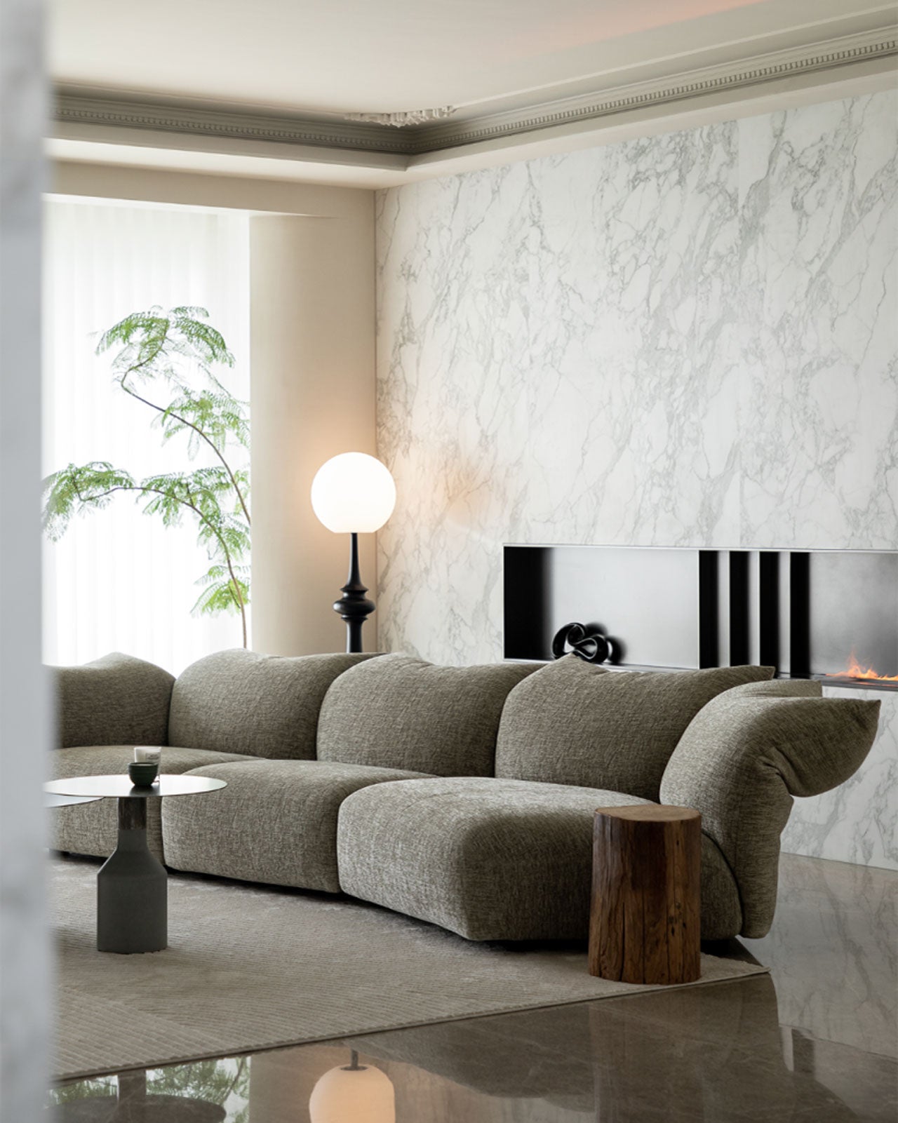 A Touch of Sophistication: Grey Fabric Petal Sofa