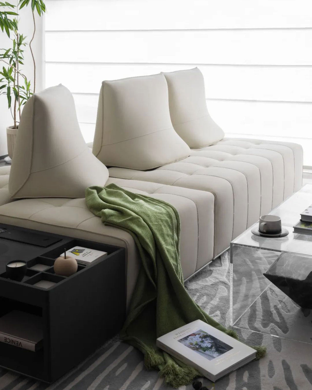 Practical and Stylish: Multifunctional White Leather Sofa in Modern Home Design