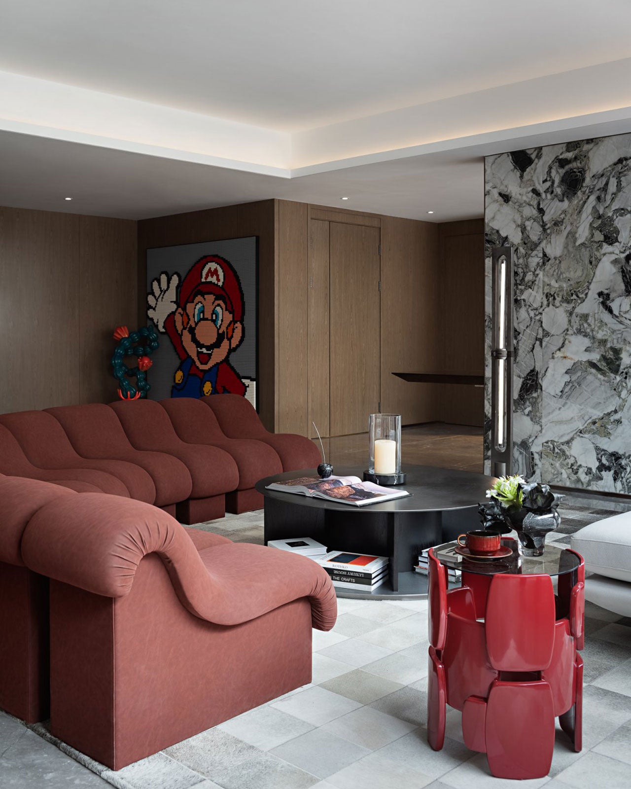 The Bold Charm of a Red Fabric Curved Sofa in Modern Home Design