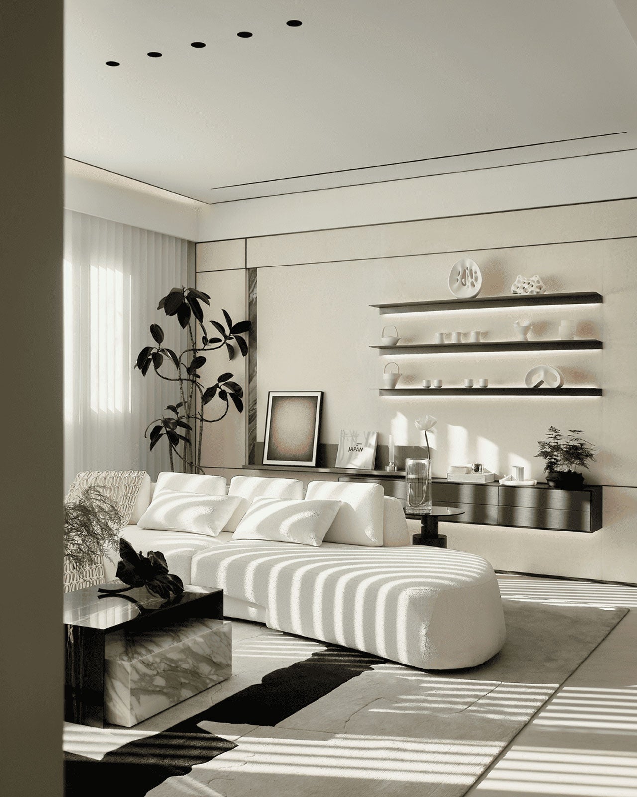 White Curved Fabric Sofa: The Modern Minimalist Choice for Stylish Home Decor