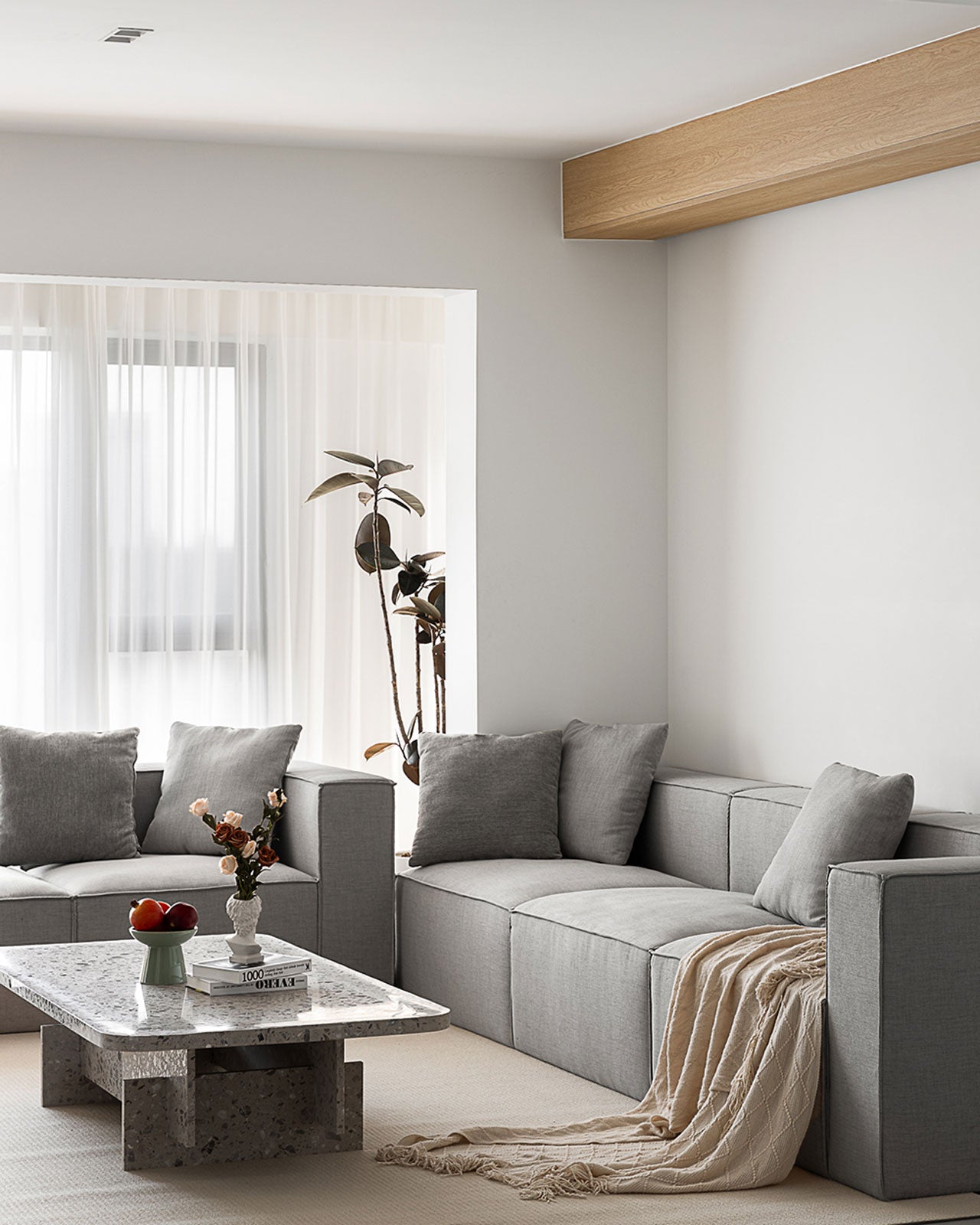Embrace Modern Minimalism with a Grey Modular Fabric Sofa