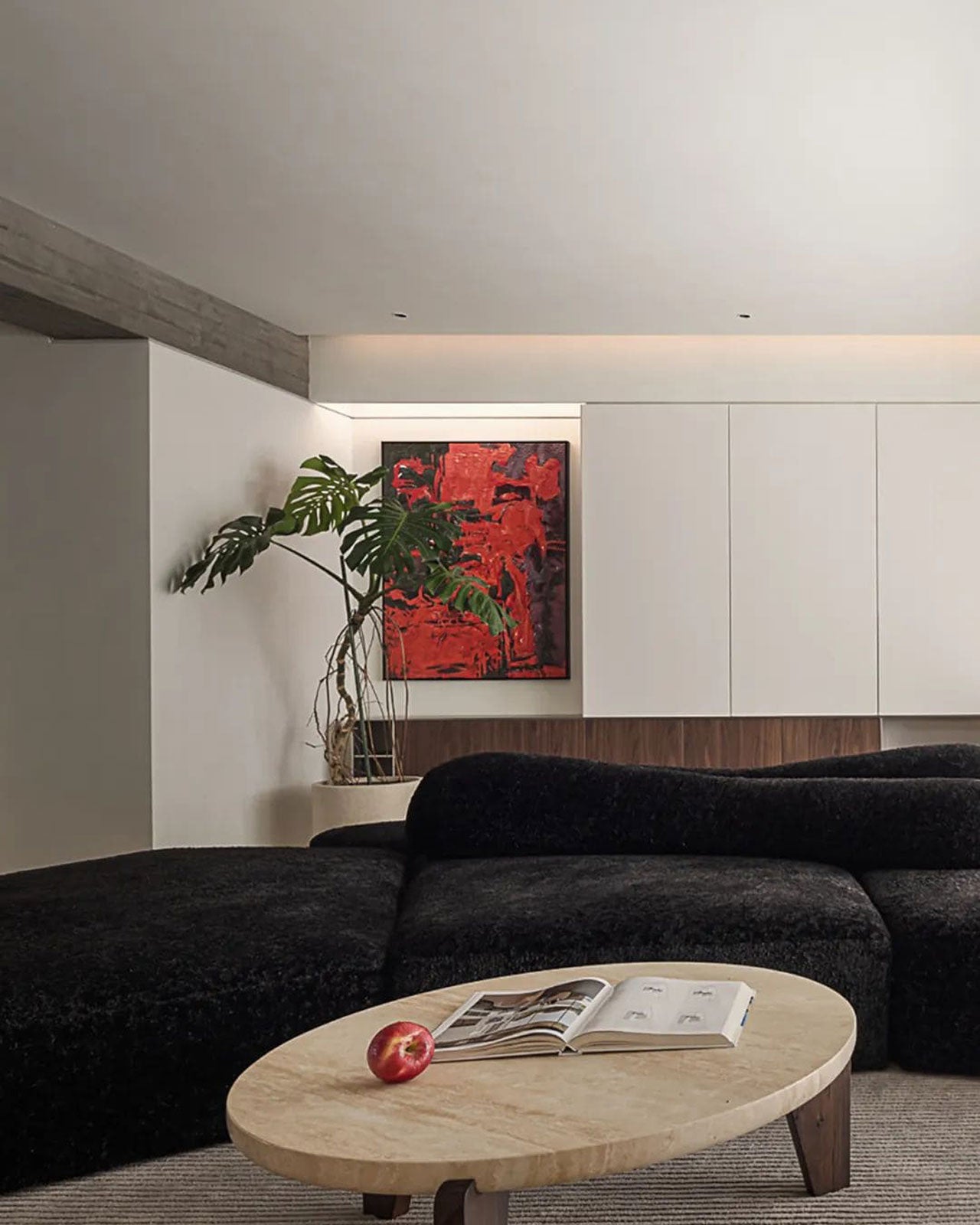 Breaking the Mold: The Irregular Black Fabric Sofa