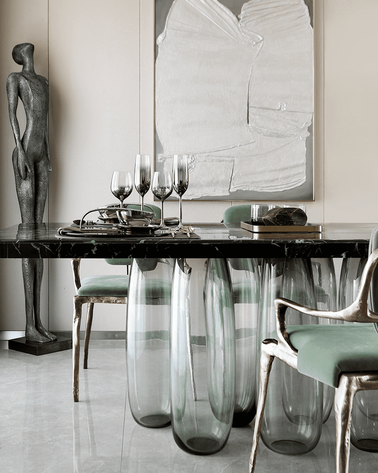 Marble Glass Dining Table: Integrating Art and Modern Living