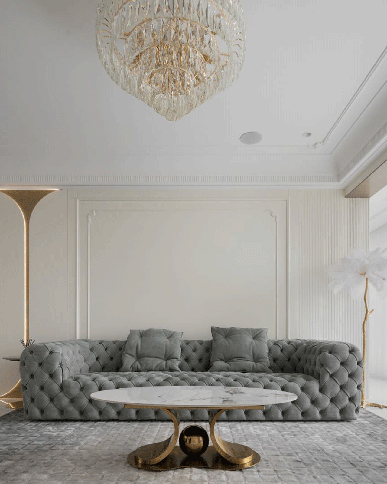 Creating Modern Elegance with a Gray Leather Button Sofa