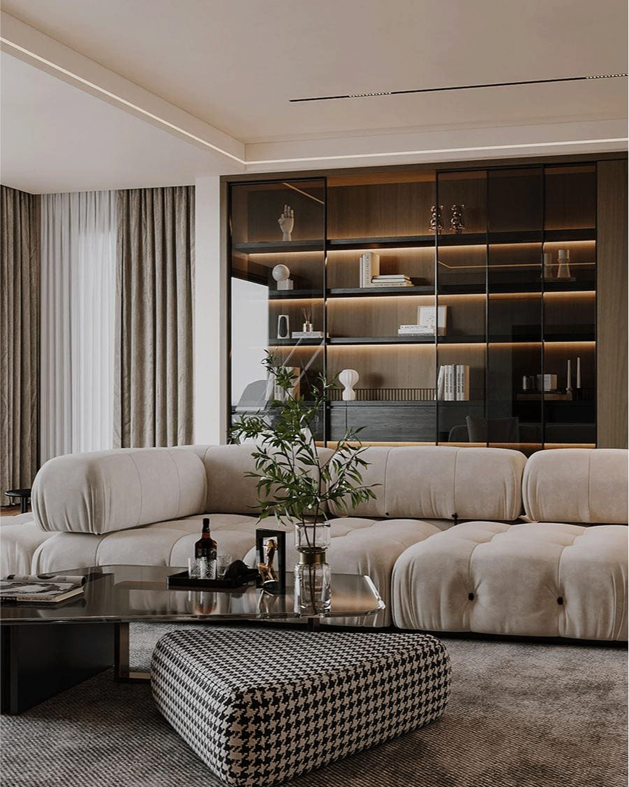 Modern French Style: White Fabric Modular Sofa