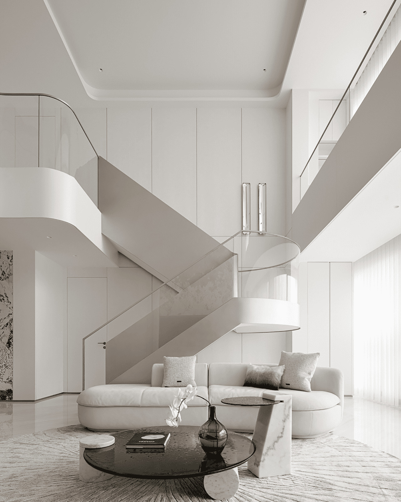 Simplicity and Elegance: Beige Curved Sofa