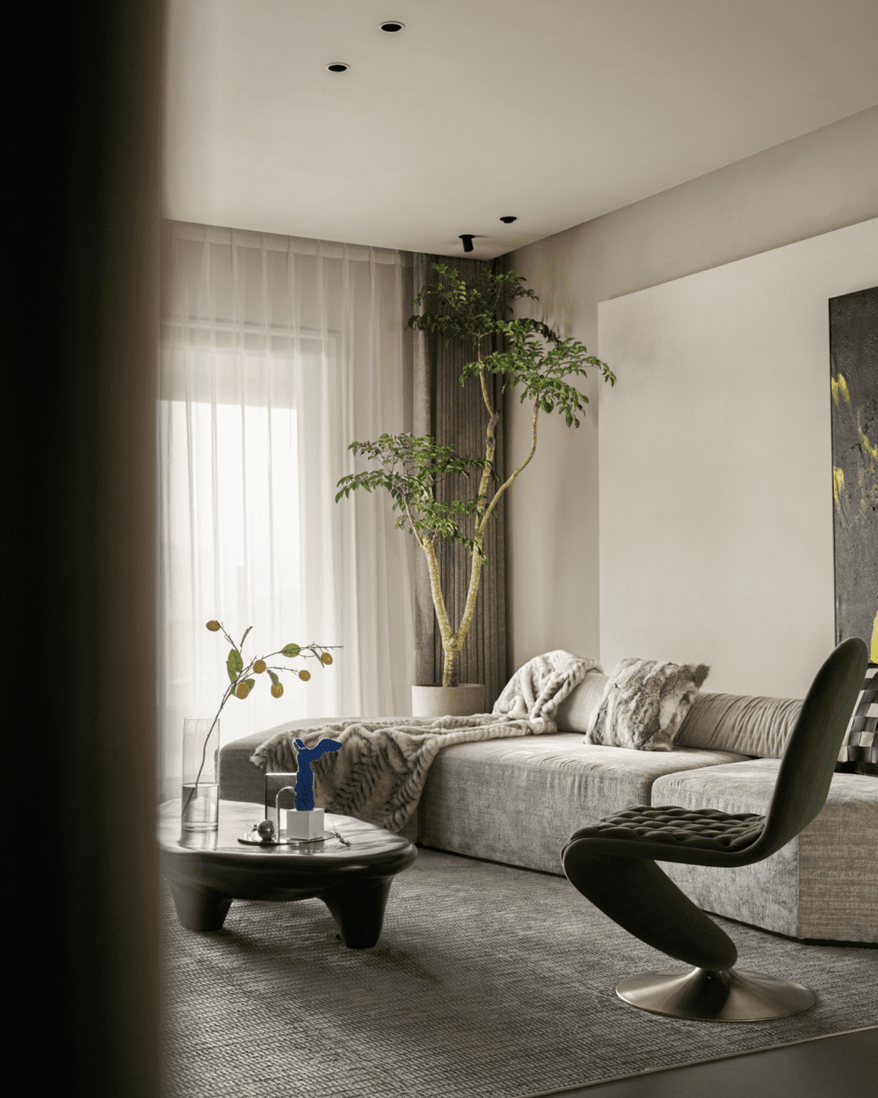 Enhance Your Home with an Irregular Grey Fabric Sofa