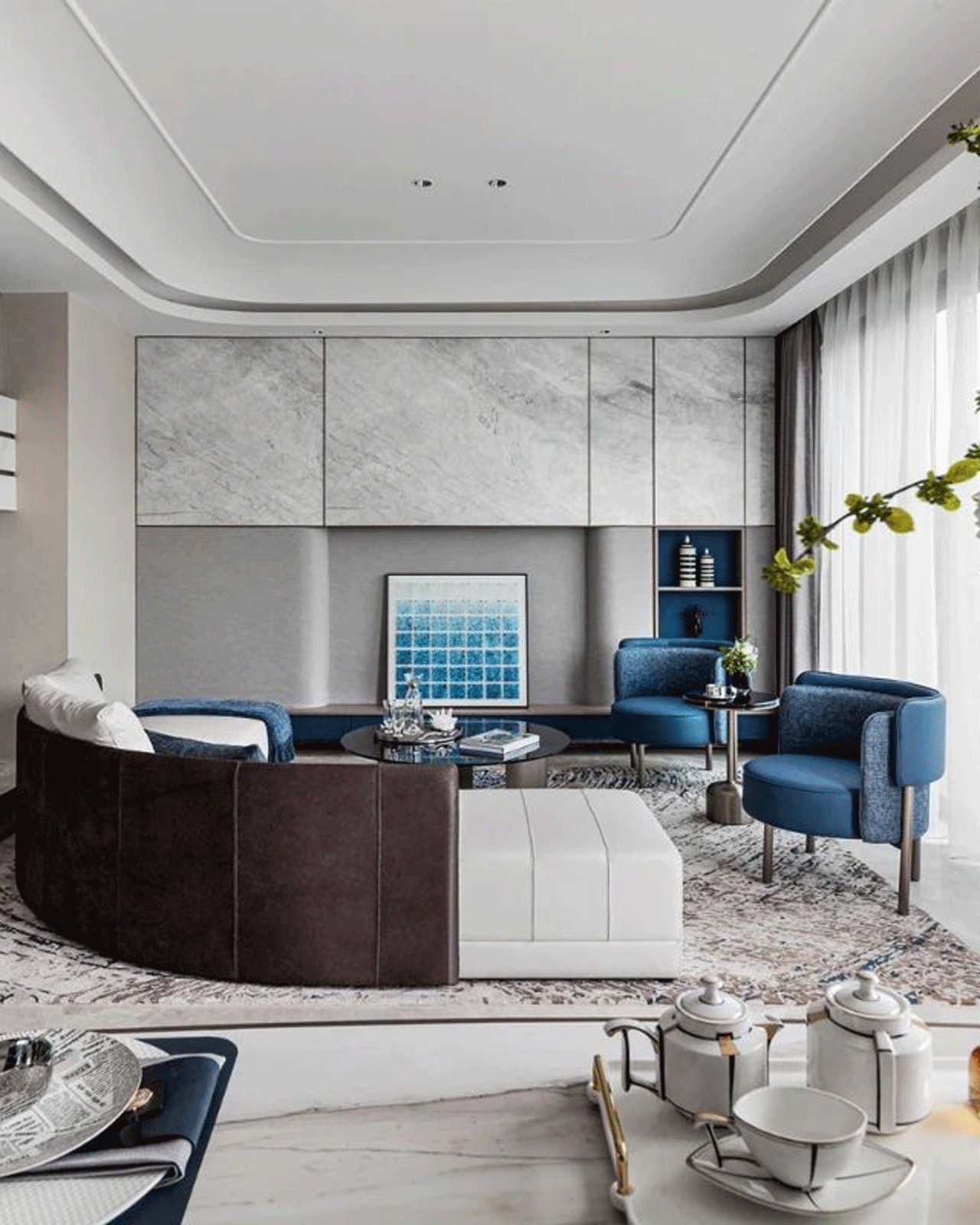 Trendy light luxury model room.