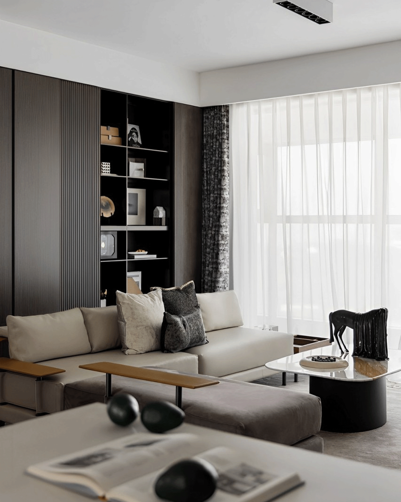 Modern Elegance: L-Shaped Beige Leather Sofa