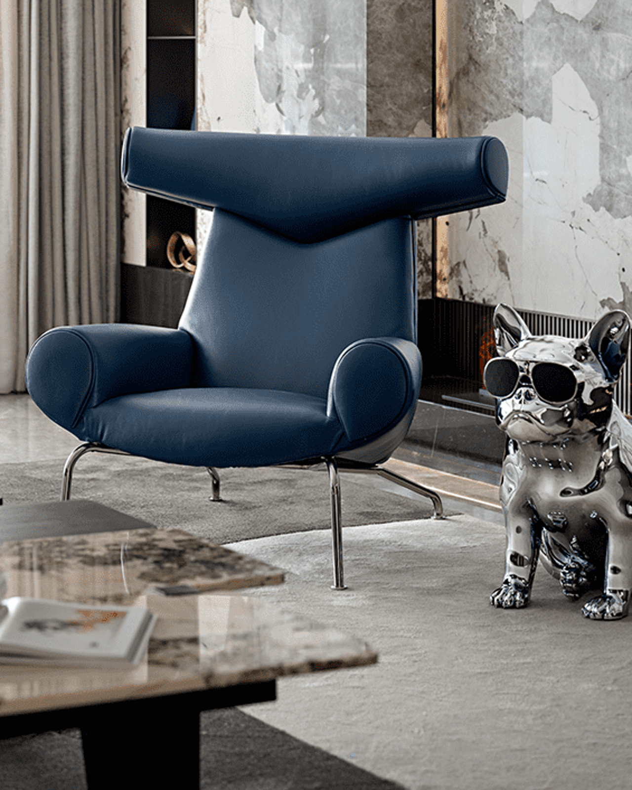 Enhance Modern Home Design with a Blue Leather Armchair