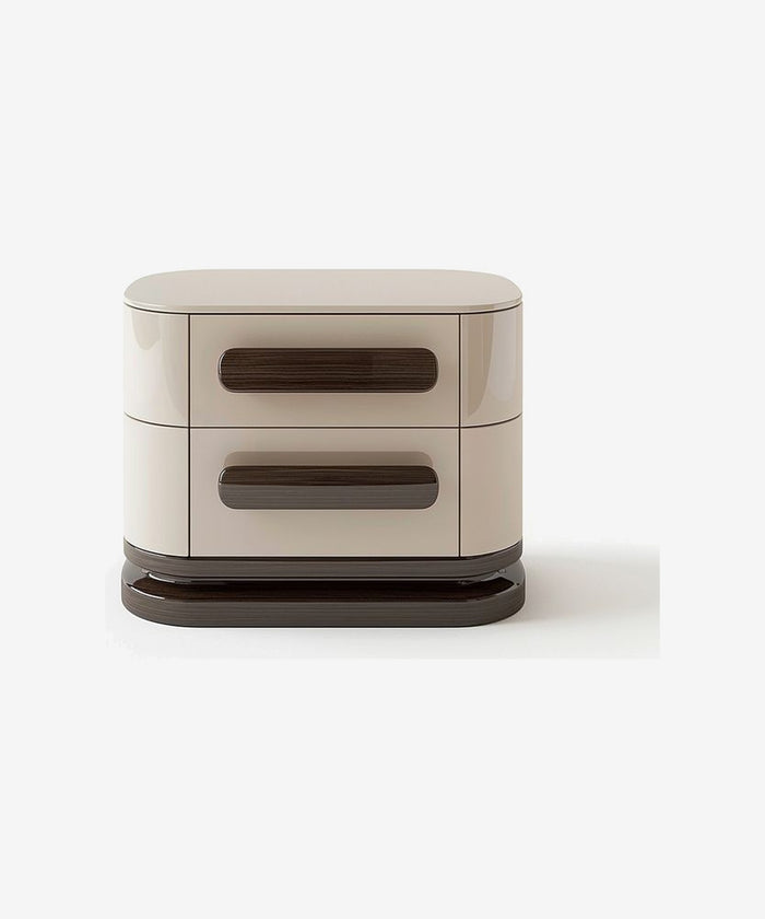 Light Luxury Two-Drawer Nightstand With Double-Layer Rounded High-Gloss Two-Tone Lacquer – customizable furniture by AWCASA
