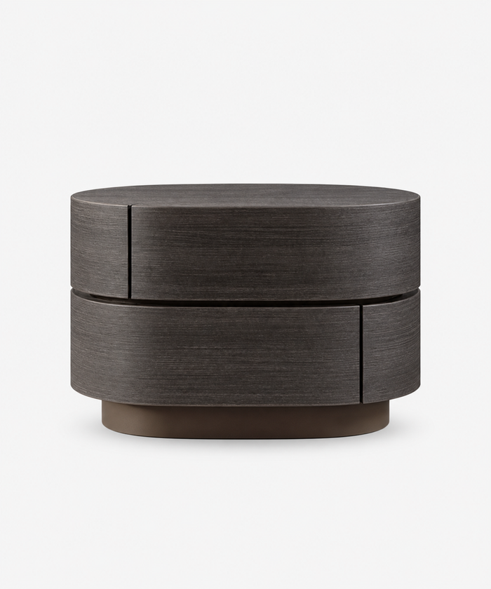 Oval Offset Two-Drawer Dark Veneer Minimalist Nightstand – customizable furniture by AWCASA [normalized-position-1-20260908]