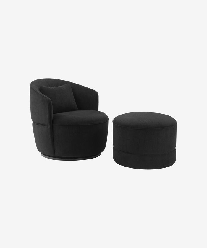 Sleek Black Armchair with Ottoman – customizable furniture by AWCASA